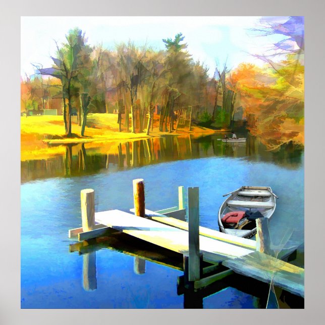 Ruderboote auf dem Blue Water Lake Poster (Vorne)