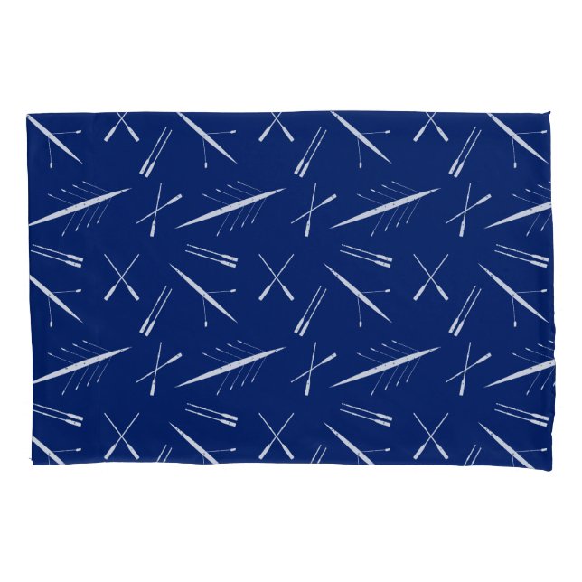 Ruderboote und Oars Navy Blau und Weiß Muster Kissenbezug (Vorderseite)