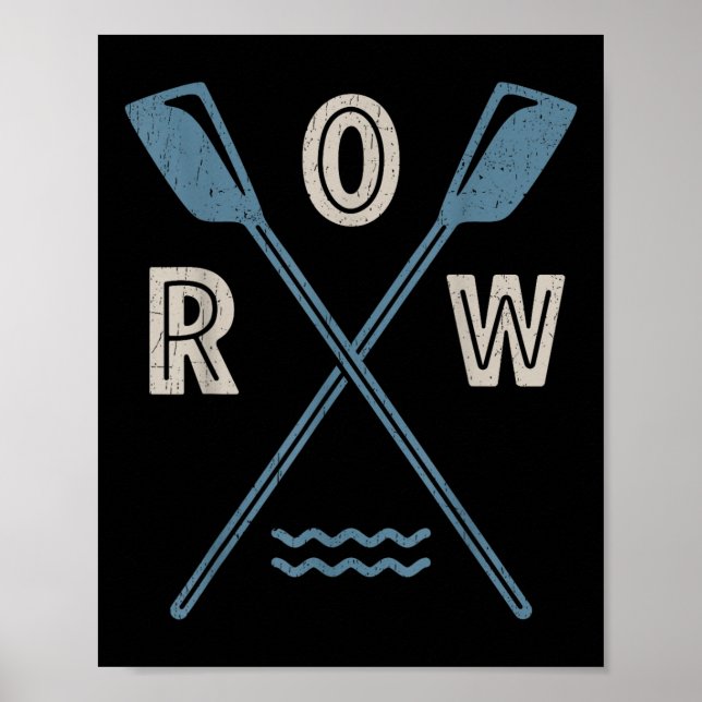 Rudercrew-Steuermann-Ruderer Retro-Boot-Paddel S Poster (Vorne)
