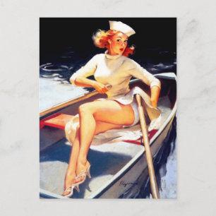 Rudern Pin Up Postkarte