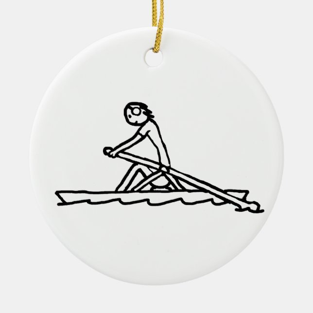 Rudernder Stickman Keramik Ornament (Vorne)