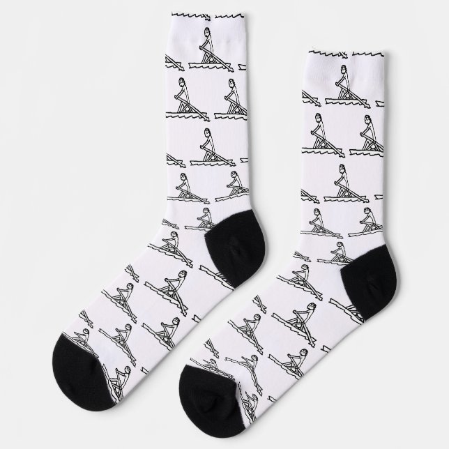 Rudernder Stickman Socken (Linkes Detail)
