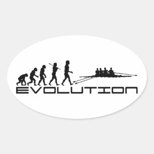 Rudersportrower-Wasser-Sport-Evolutions-Kunst Ovaler Aufkleber
