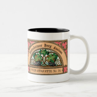 Rudesheimer Berg Auslese Vintage LIquor Label-Tass Zweifarbige Tasse