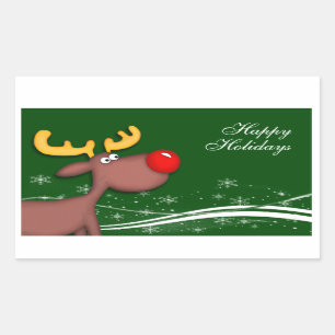 Rudolf Christmas Greetings Rechteckiger Aufkleber