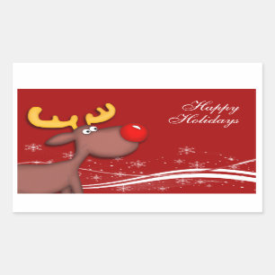 Rudolf Christmas Greetings Rechteckiger Aufkleber