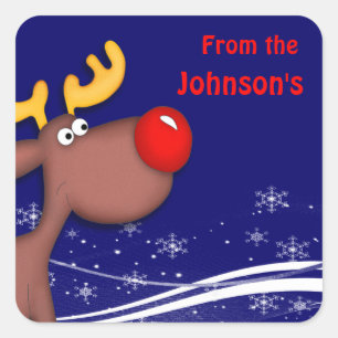 Rudolf Christmas Quadratischer Aufkleber