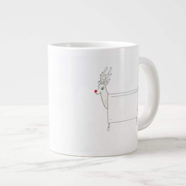 Rudolf der rote gerochene Heizkörper Jumbo-Tasse (Vorderseite Rechts)