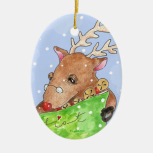 Rudolf mit Liste Keramik Ornament
