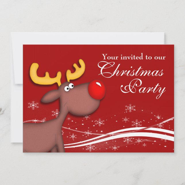 Rudolf Reindeer Company Christmas Party Einladung (Vorderseite)