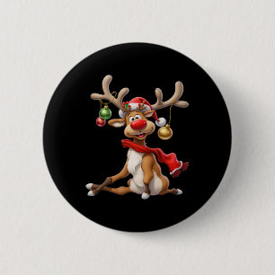 Rudolf Rentier Xmas Rentier Weihnachten Männer Fra Button