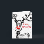 Rudolf the Reindeer wishes you a Merry Christmas Feiertagskarte<br><div class="desc">Rudolph the reindeer wishes everyone a Merry Stressmas despite being stressed out by Christmas.</div>