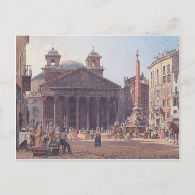 Rudolf von Alt - Das Pantheon und die Piazza della Postkarte (Vorderseite)