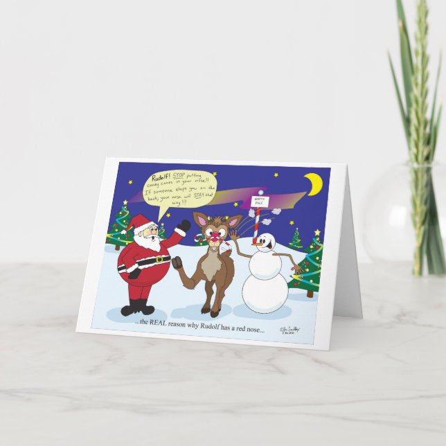 Rudolfs noses Weihnachtsgrüßen Feiertagskarte (Vorderseite)