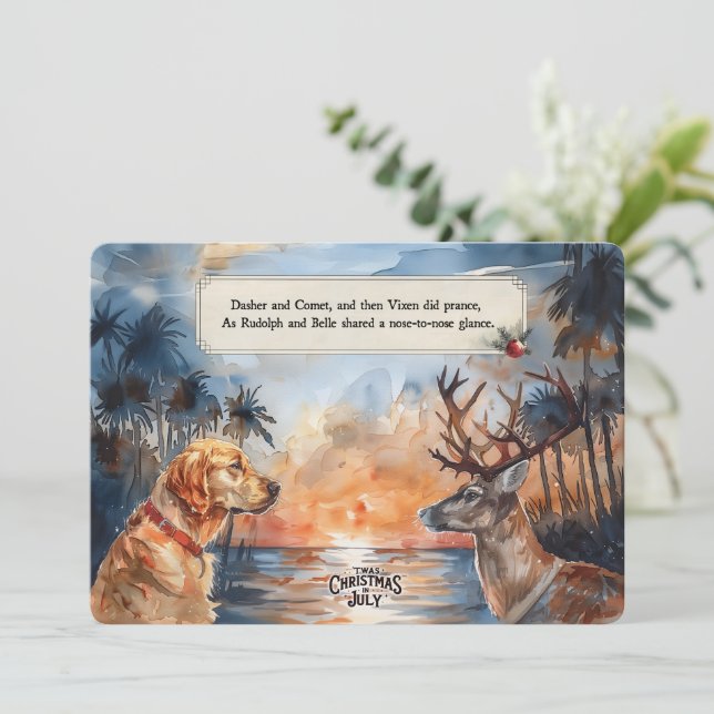 Rudolph & Belle at the Beach - Carte de voeux 5x7 (Debout devant)