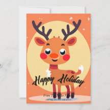 Rudolph Christmas Flat Holiday Card