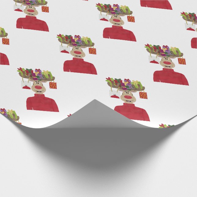 Rudolph Christmas Gifts Reindeer Geschenkpapier (Ecke)