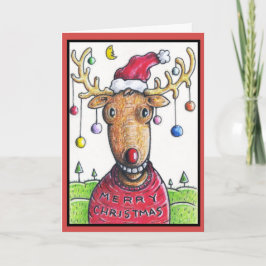 Rudolph der rote gerochene Weihnachtsbaum Feiertagskarte