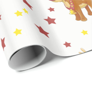 Rudolph der roten Nose Rentiere Weihnachtssterne Geschenkpapier