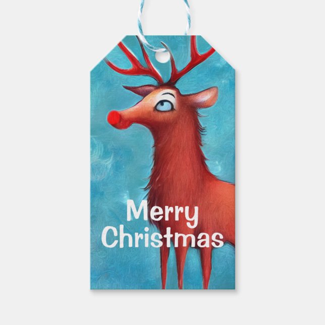 Rudolph der Rotnasen-Rentiere Geschenkanhänger (Vorderseite)