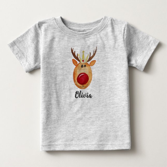 Rudolph, die erste Weihnachtsprinzessin des Babys  Baby T-shirt (Vorderseite)