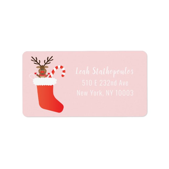 Rudolph Die rote Nasenrinne Rot Rosa Adressaufkleber (Vorne)