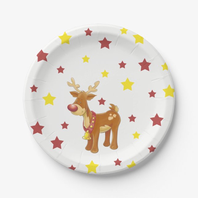 Rudolph, die roten, nussten Rentiere Weihnachtsste Pappteller (Vorderseite)
