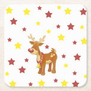 Rudolph, die roten, nussten Rentiere Weihnachtsste Rechteckiger Pappuntersetzer