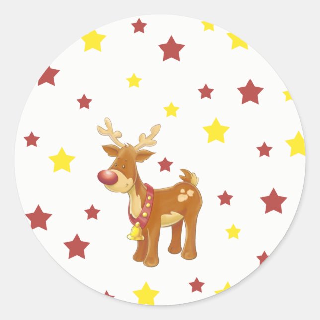 Rudolph, die roten, nussten Rentiere Weihnachtsste Runder Aufkleber (Vorderseite)