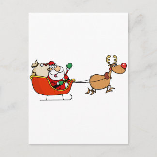 Rudolph Flying Kris Kringle in seinem Schlitten Postkarte