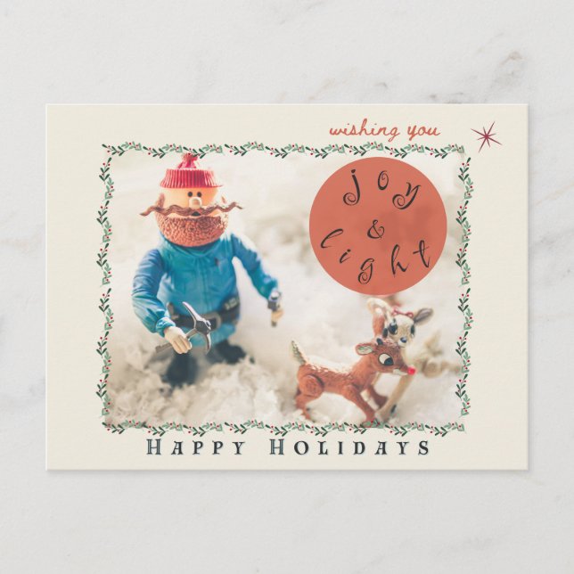 Rudolph & Friends Holiday Postkarte (anpassbar) (Vorderseite)