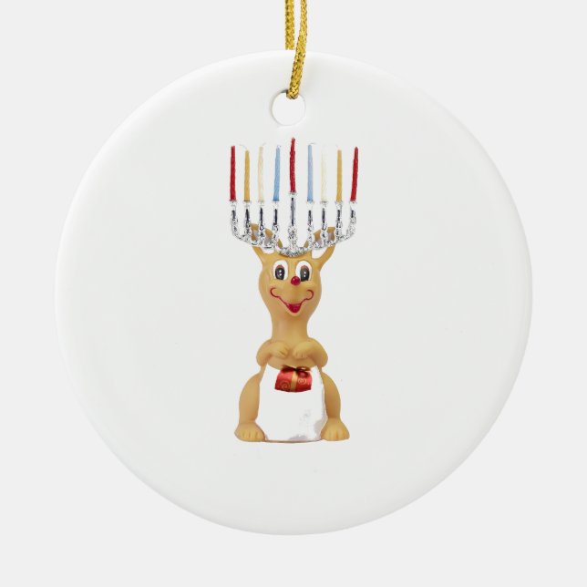 Rudolph Hannukkah Keramikornament (Vorne)