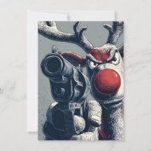Rudolph hat Weihnachtskarten mit einer Waffe