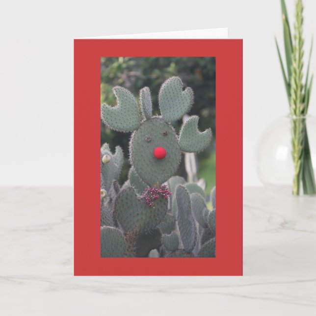 Rudolph-Kaktus Feiertagskarte (Vorderseite)