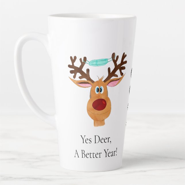 Rudolph le visage masqué renne latte Mug (Gauche)