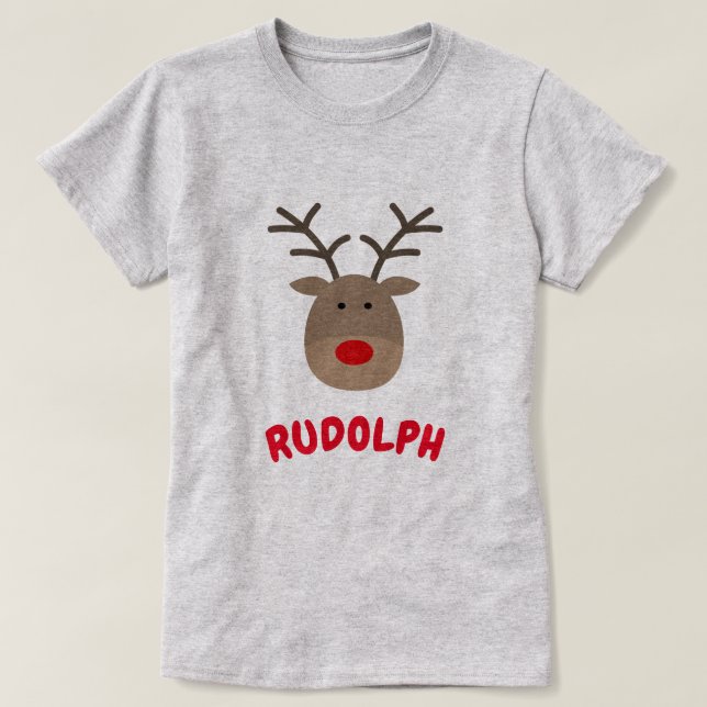 Rudolph les t-shirts de Noël des rennes de nez rou (Design devant)