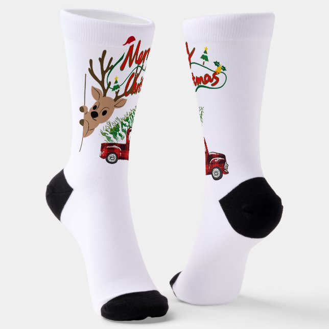 Rudolph Merry Christmas - Crew Socks Socken (Gewinkelt)
