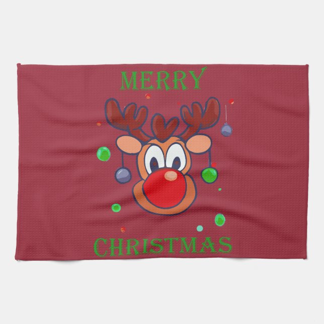 Rudolph-Merry-Christmas Geschirrtuch (Horizontal)