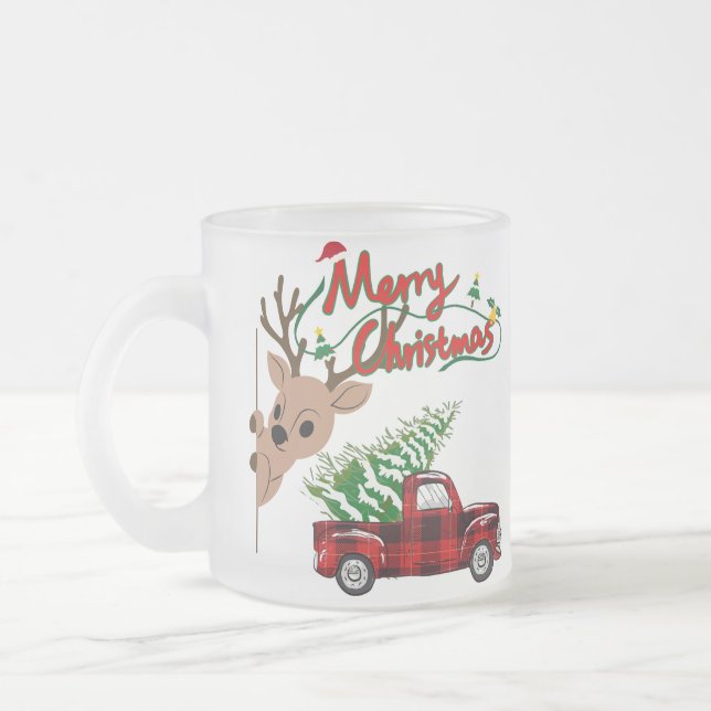 Rudolph Merry Christmas - Personalized Glass Mug (Gauche)