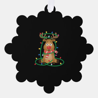 Rudolph mit Weihnachtsbeleuchtung Ornament Karte