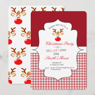 Rudolph Red Nez Reindeer Invitation