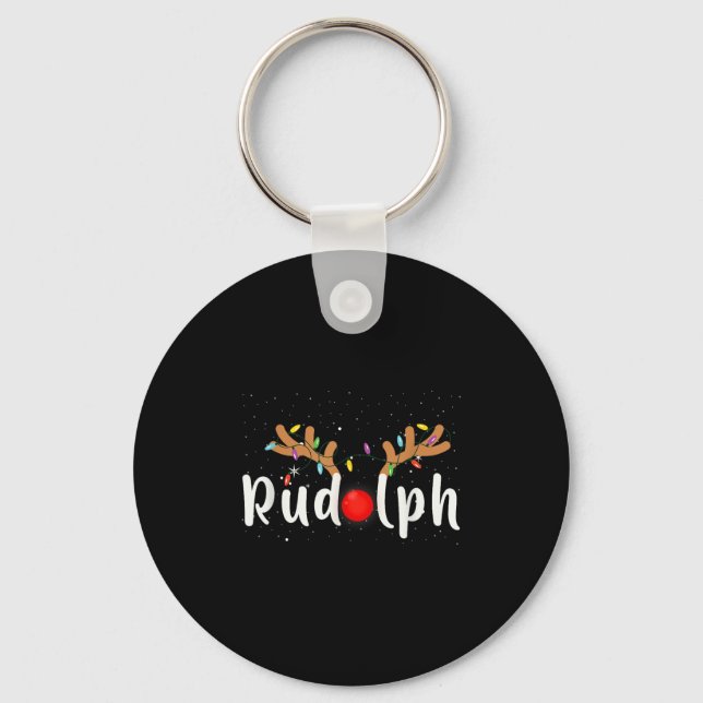 Rudolph Red Nose Funny Kids Reindeer Christmas Lig Schlüsselanhänger (Vorderseite)