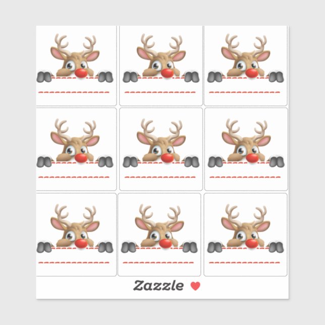 Rudolph Red Nose Reindeer Sticker labels (Blatt)