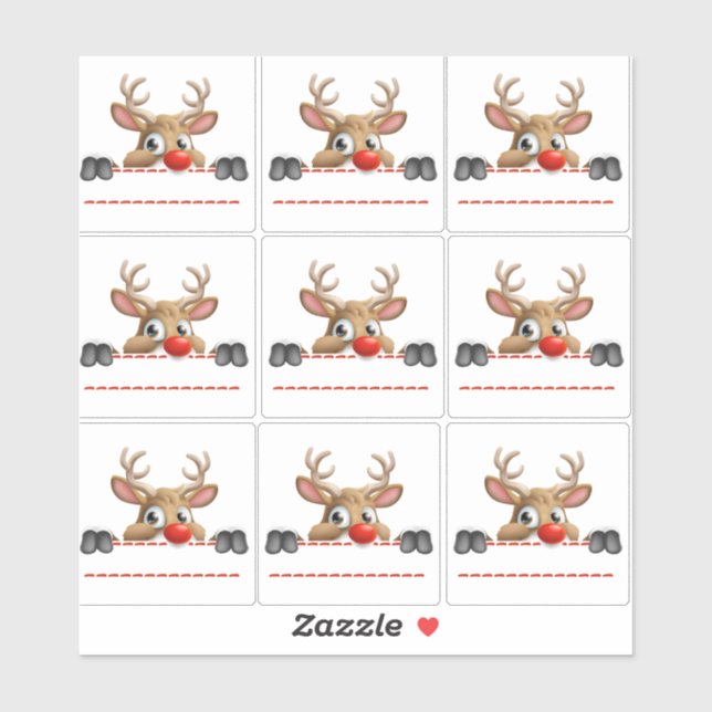 Rudolph Red Nose Reindeer Sticker labels (Blatt)