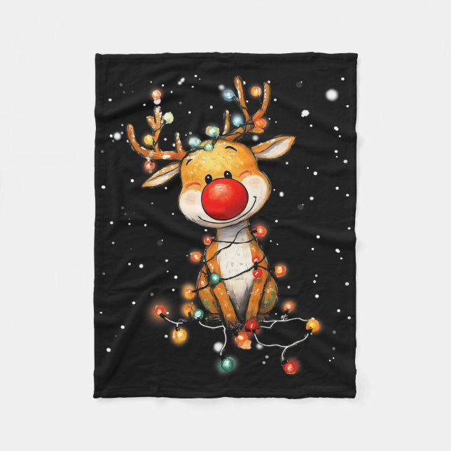 Rudolph Red Nose Weihnachtsmann's Rentier Weihnach Fleecedecke (Vorderseite)