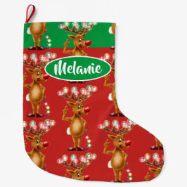 Rudolph Reindeer Custom Girls Weihnachtsmädchen St Großer Weihnachtsstrumpf
