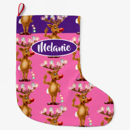 Rudolph Reindeer Custom Girls Weihnachtsmädchen St Großer Weihnachtsstrumpf