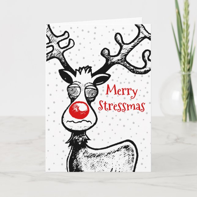 Rudolph Reindeer Weihnachtskarte Feiertagskarte (Vorderseite)