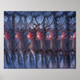 Rudolph Rentier 3D-Stereogramm-Weihnachtsszene Poster