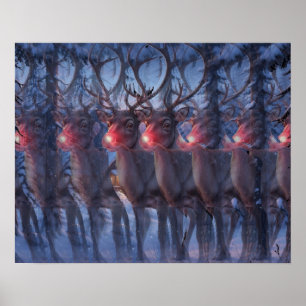 Rudolph Rentier 3D-Stereogramm-Weihnachtsszene  Poster